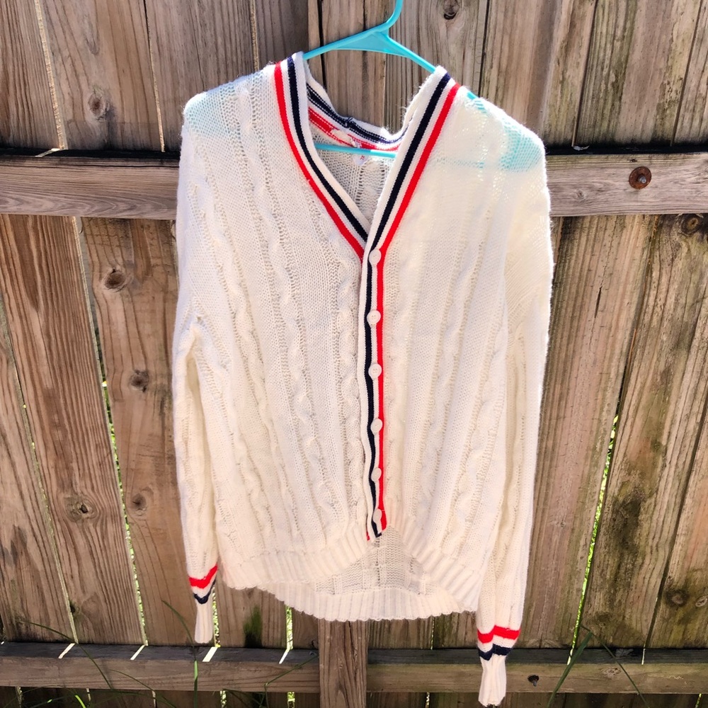 Vintage Wilson made in USA cardigan sweater chunky knit white sz XL mens
